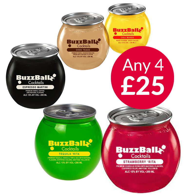 Any 4 Buzzballz (Specify flavours at Checkout)